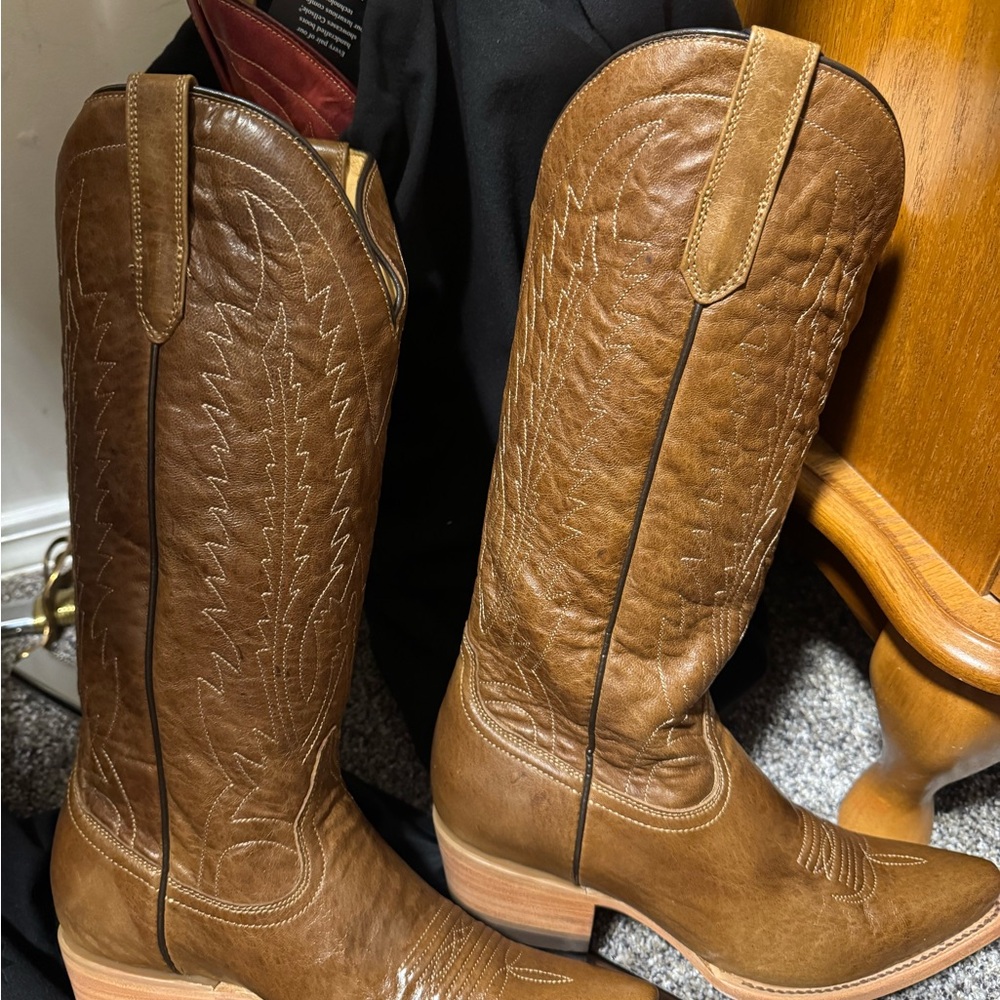 NWT Black Star Brown Leather Cowboy Boots
